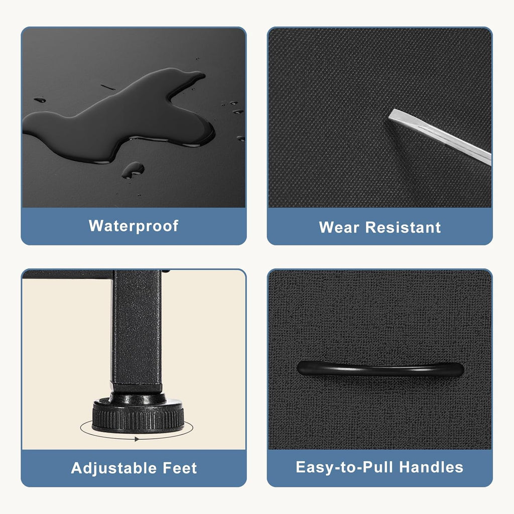 DUMOS Dresser for Bedroom, Storage Drawers, Fabric Storage Tower with 9 Drawers, Chest of Drawers with Fabric Bins, Sturdy Metal Frame, Wood Tabletop for Kids Room, Closet, Entryway, Nursery - Grand Goldman