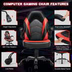 DUMOS Ergonomic Computer Gaming Chair - Home Office Desk with PU Leather Lumbar Support, Height Adjustable Big and Tall Video Game with Flip-up Armrest, Swivel Wheels for Adults and Teens - Grand Goldman