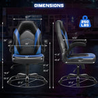 DUMOS Ergonomic Computer Gaming Chair - Home Office Desk with PU Leather Lumbar Support, Height Adjustable Big and Tall Video Game with Flip-up Armrest, Swivel Wheels for Adults and Teens - Grand Goldman