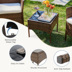 DUMOS Patio Furniture Set 4 Pieces, Outdoor Wicker Furniture with Coffee Table, Modern Rattan Patio Chairs Conversation Sets with Sofa for Garden, Terrace, Porch, Balconies, Lawns (Black and Beige) - Grand Goldman