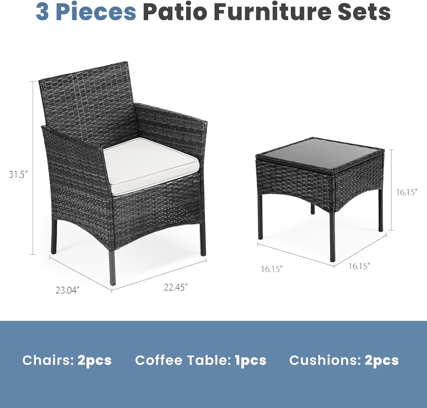 DUMOS Patio Furniture Set 4 Pieces, Outdoor Wicker Furniture with Coffee Table, Modern Rattan Patio Chairs Conversation Sets with Sofa for Garden, Terrace, Porch, Balconies, Lawns (Black and Beige) - Grand Goldman