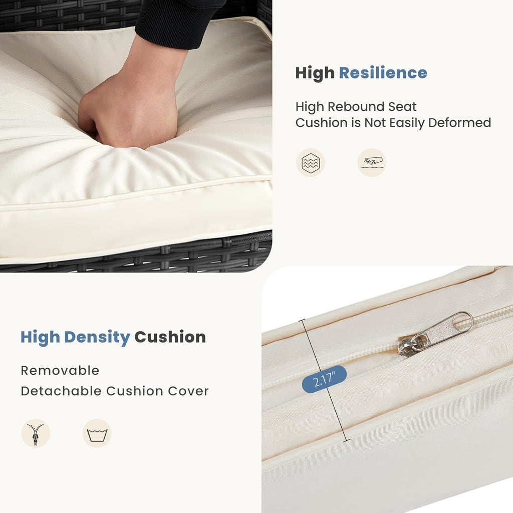 DUMOS Patio Furniture Set 4 Pieces, Outdoor Wicker Furniture with Coffee Table, Modern Rattan Patio Chairs Conversation Sets with Sofa for Garden, Terrace, Porch, Balconies, Lawns (Black and Beige) - Grand Goldman