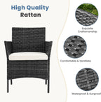 DUMOS Patio Furniture Set 4 Pieces, Outdoor Wicker Furniture with Coffee Table, Modern Rattan Patio Chairs Conversation Sets with Sofa for Garden, Terrace, Porch, Balconies, Lawns (Black and Beige) - Grand Goldman