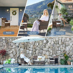 DUMOS Patio Furniture Set 4 Pieces, Outdoor Wicker Furniture with Coffee Table, Modern Rattan Patio Chairs Conversation Sets with Sofa for Garden, Terrace, Porch, Balconies, Lawns (Black and Beige) - Grand Goldman