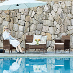 DUMOS Patio Furniture Set 4 Pieces, Outdoor Wicker Furniture with Coffee Table, Modern Rattan Patio Chairs Conversation Sets with Sofa for Garden, Terrace, Porch, Balconies, Lawns (Black and Beige) - Grand Goldman