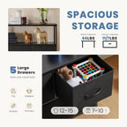 DUMOS TV Stand Dresser for Bedroom Entertainment Center with 5 Fabric Drawers Storage Organizers Units, Media Console Table with Open Shelf up for 45" Television for Living Room, Dorm, Classic Black - Grand Goldman