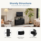 DUMOS TV Stand Dresser for Bedroom Entertainment Center with 5 Fabric Drawers Storage Organizers Units, Media Console Table with Open Shelf up for 45" Television for Living Room, Dorm, Classic Black - Grand Goldman