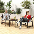 DWVO 3 Pieces Patio Conversation Bistro Set, Textile Patio Furniture Set with Side Table & Headrest Pillows, Outdoor Sectional Sofa for Patio, Balcony, Backyard, Garden, Poolside - Grand Goldman