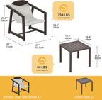 DWVO 3 Pieces Patio Conversation Bistro Set, Textile Patio Furniture Set with Side Table & Headrest Pillows, Outdoor Sectional Sofa for Patio, Balcony, Backyard, Garden, Poolside - Grand Goldman