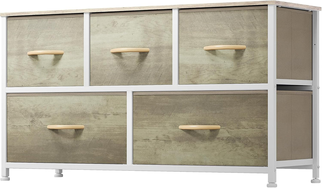 DWVO 5 Dresser for Bedroom, Fabric Dresser with 5 Drawers, Chest of Drawers for Closet, Black Dresser & Chest of Drawers - Grand Goldman