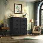 DWVO 5 Dresser for Bedroom, Fabric Dresser with 5 Drawers, Chest of Drawers for Closet, Black Dresser & Chest of Drawers - Grand Goldman