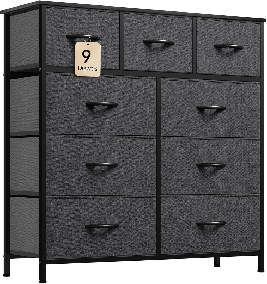 DWVO 5 Dresser for Bedroom, Fabric Dresser with 5 Drawers, Chest of Drawers for Closet, Black Dresser & Chest of Drawers - Grand Goldman