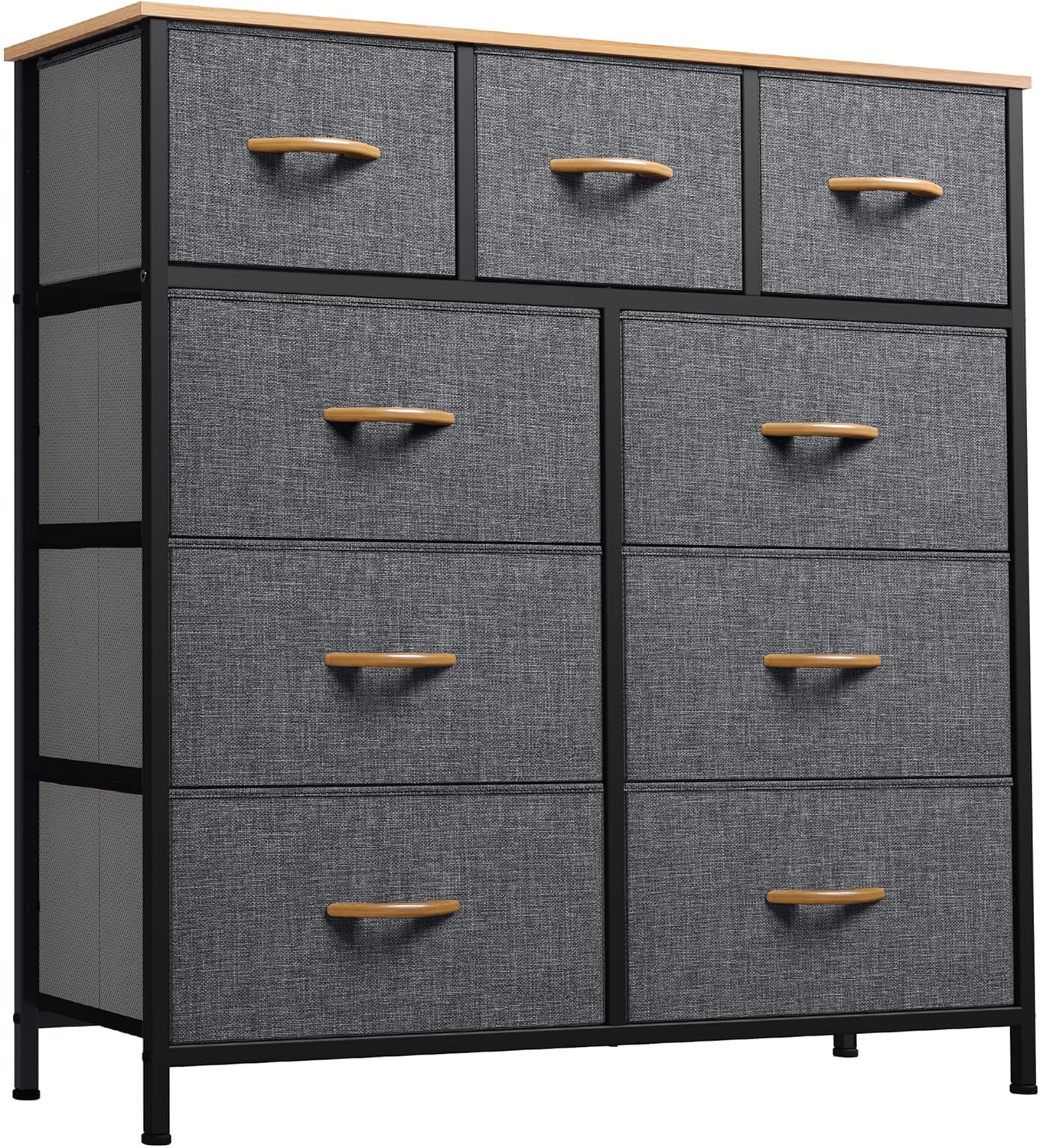 DWVO 5 Dresser for Bedroom, Fabric Dresser with 5 Drawers, Chest of Drawers for Closet, Black Dresser & Chest of Drawers - Grand Goldman