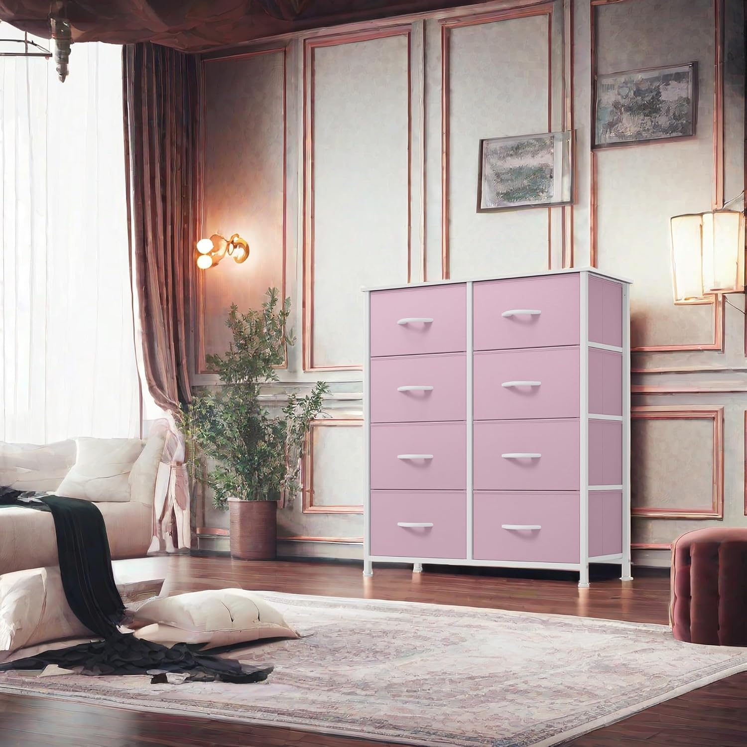 DWVO 5 Dresser for Bedroom, Fabric Dresser with 5 Drawers, Chest of Drawers for Closet, Black Dresser & Chest of Drawers - Grand Goldman