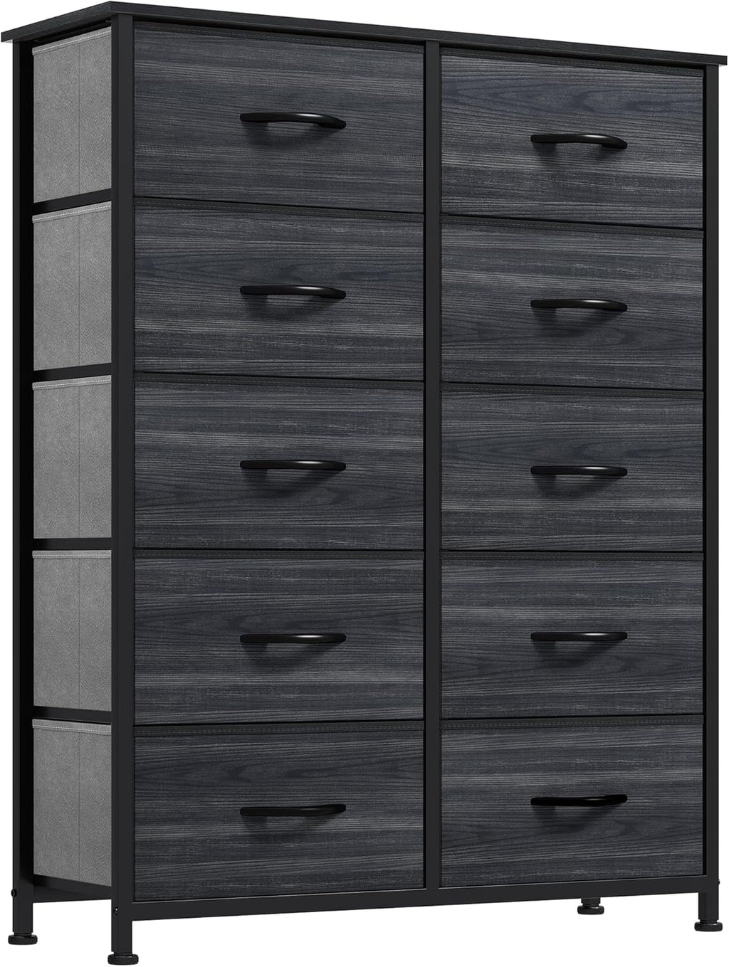 DWVO 5 Dresser for Bedroom, Fabric Dresser with 5 Drawers, Chest of Drawers for Closet, Black Dresser & Chest of Drawers - Grand Goldman