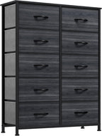 DWVO 5 Dresser for Bedroom, Fabric Dresser with 5 Drawers, Chest of Drawers for Closet, Black Dresser & Chest of Drawers - Grand Goldman
