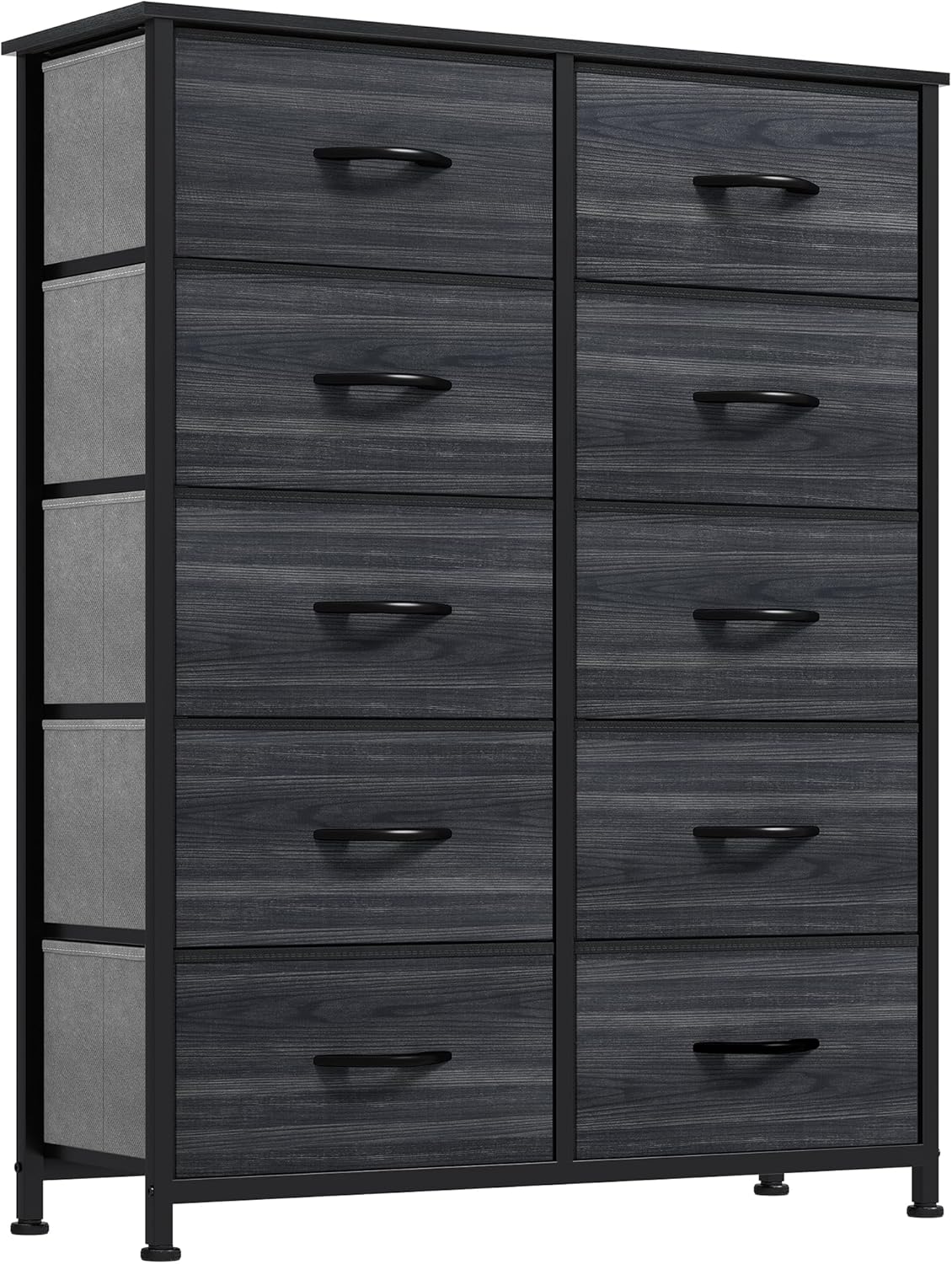 DWVO 5 Dresser for Bedroom, Fabric Dresser with 5 Drawers, Chest of Drawers for Closet, Black Dresser & Chest of Drawers - Grand Goldman