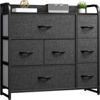 DWVO 5 Dresser for Bedroom, Fabric Dresser with 5 Drawers, Chest of Drawers for Closet, Black Dresser & Chest of Drawers - Grand Goldman