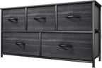 DWVO 5 Dresser for Bedroom, Fabric Dresser with 5 Drawers, Chest of Drawers for Closet, Black Dresser & Chest of Drawers - Grand Goldman