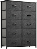 DWVO 5 Dresser for Bedroom, Fabric Dresser with 5 Drawers, Chest of Drawers for Closet, Black Dresser & Chest of Drawers - Grand Goldman