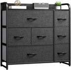 DWVO 5 Dresser for Bedroom, Fabric Dresser with 5 Drawers, Chest of Drawers for Closet, Black Dresser & Chest of Drawers - Grand Goldman