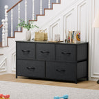 DWVO 5 Dresser for Bedroom, Fabric Dresser with 5 Drawers, Chest of Drawers for Closet, Black Dresser & Chest of Drawers - Grand Goldman