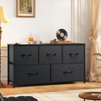 DWVO 5 Dresser for Bedroom, Fabric Dresser with 5 Drawers, Chest of Drawers for Closet, Black Dresser & Chest of Drawers - Grand Goldman