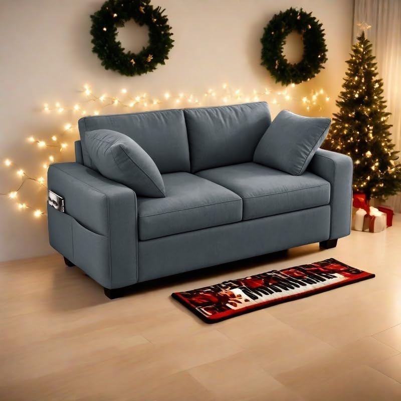 DWVO 80" Sofa Couch, Comfy Upholstered Loveseat with Extra Deep Seats, Chenille Fabric Sofa for Living Room Apartment Office, 3 Seater Couch with Side Storage Pockets, Easy Assembly, Grey - Grand Goldman