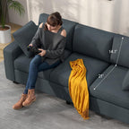 DWVO 80" Sofa Couch, Comfy Upholstered Loveseat with Extra Deep Seats, Chenille Fabric Sofa for Living Room Apartment Office, 3 Seater Couch with Side Storage Pockets, Easy Assembly, Grey - Grand Goldman
