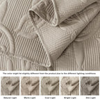 Damask Quilt Twin Size Bedding Sets with Pillow Sham, Boho Lightweight Soft Bedspread Coverlet, Beige Quilted Blanket Thin Comforter Bed Cover for All Season Spring Summer, 2 Pieces, 68x90 inches - Grand Goldman