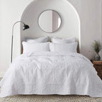 Damask Quilt Twin Size Bedding Sets with Pillow Sham, Boho Lightweight Soft Bedspread Coverlet, Beige Quilted Blanket Thin Comforter Bed Cover for All Season Spring Summer, 2 Pieces, 68x90 inches - Grand Goldman