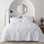 Damask Quilt Twin Size Bedding Sets with Pillow Sham, Boho Lightweight Soft Bedspread Coverlet, Beige Quilted Blanket Thin Comforter Bed Cover for All Season Spring Summer, 2 Pieces, 68x90 inches - Grand Goldman