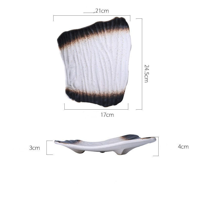 Dark Porcelain Sushi Plate Flat Creative Dish for Sashimi & Nigiri Household Abstract High-End Artisanal Dinnerware Tray - Grand Goldman