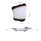 Dark Porcelain Sushi Plate Flat Creative Dish for Sashimi & Nigiri Household Abstract High-End Artisanal Dinnerware Tray - Grand Goldman