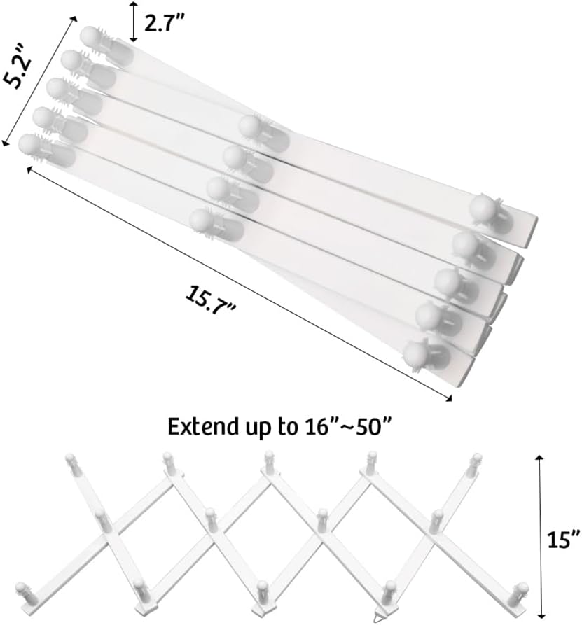 Dark Walnut Hat Holder on Wall, Accordion Wall Hanger, Expandable Coat Rack for Wall, Wall Coat Hanger, Coat Racks, Coat Hanger Wall Mount, Wall Mount Coat Rack and Wall Pegs for Home Décor. - Grand Goldman