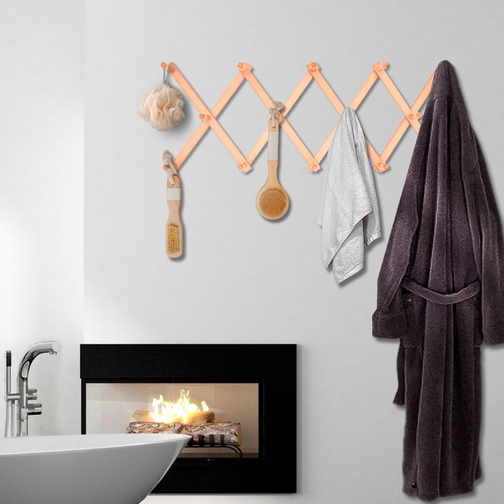 Dark Walnut Hat Holder on Wall, Accordion Wall Hanger, Expandable Coat Rack for Wall, Wall Coat Hanger, Coat Racks, Coat Hanger Wall Mount, Wall Mount Coat Rack and Wall Pegs for Home Décor. - Grand Goldman