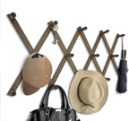 Dark Walnut Hat Holder on Wall, Accordion Wall Hanger, Expandable Coat Rack for Wall, Wall Coat Hanger, Coat Racks, Coat Hanger Wall Mount, Wall Mount Coat Rack and Wall Pegs for Home Décor. - Grand Goldman
