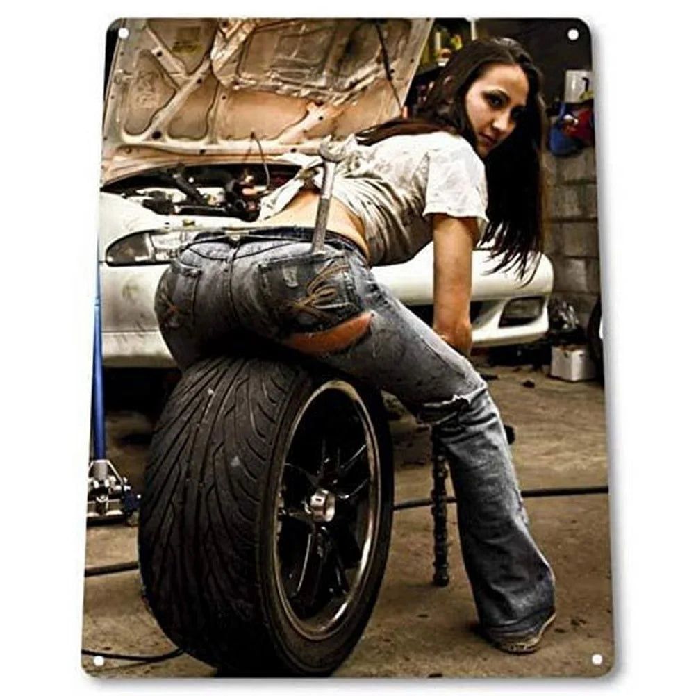 Decor Vintage Metal Signs Tin Sign Tire Shop Service Repair Funny Poster Decor for Garage Bar Pub Club Man Cave Wall Decoration - Grand Goldman