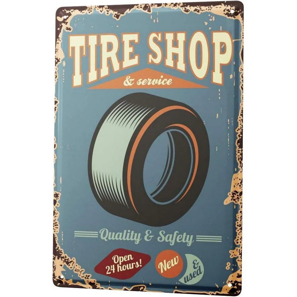 Decor Vintage Metal Signs Tin Sign Tire Shop Service Repair Funny Poster Decor for Garage Bar Pub Club Man Cave Wall Decoration - Grand Goldman
