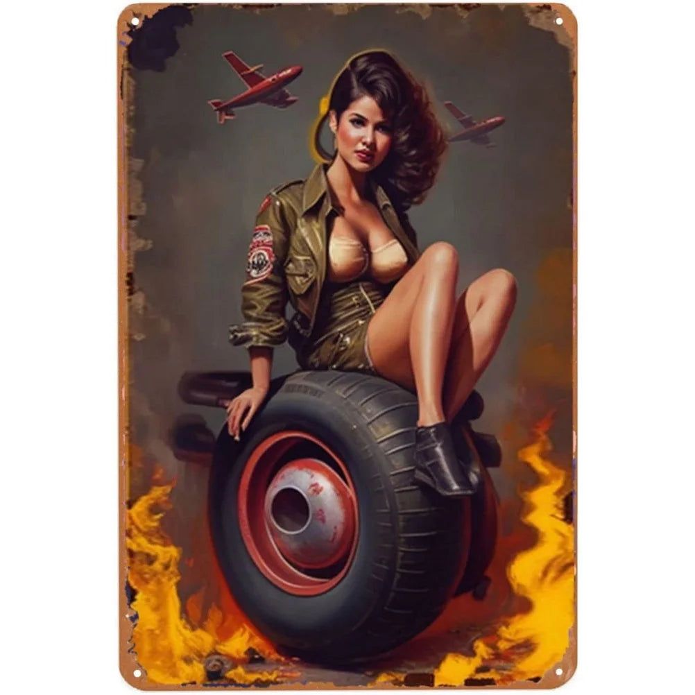 Decor Vintage Metal Signs Tin Sign Tire Shop Service Repair Funny Poster Decor for Garage Bar Pub Club Man Cave Wall Decoration - Grand Goldman