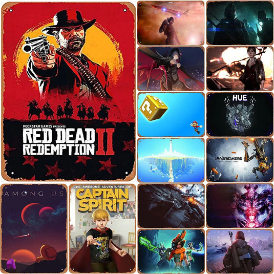 Decor Classic Video Game  Vintage Metal Tin Signs Red Dead Redemption Funny Posters Decor for Bar Pub Man Cave Wall Decoration - Grand Goldman