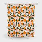 Decorate your bathroom with this vibrant orange apple shower curtain with hooks! - Grand Goldman