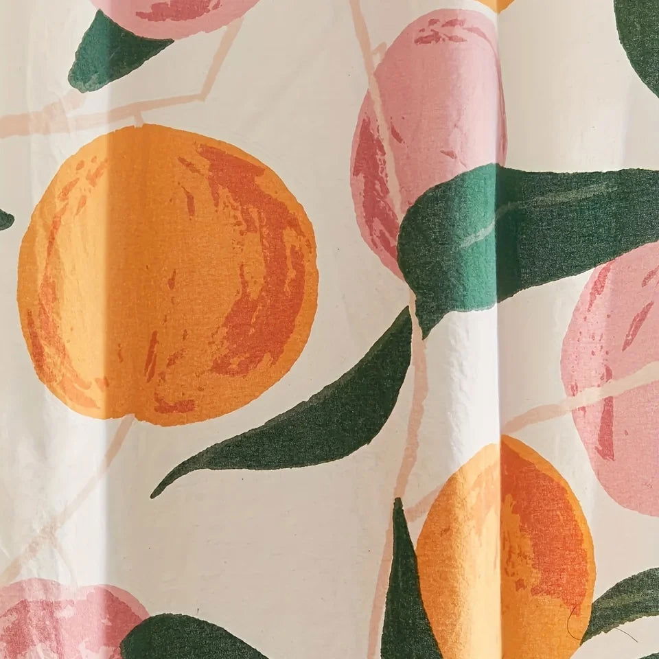 Decorate your bathroom with this vibrant orange apple shower curtain with hooks! - Grand Goldman