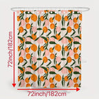 Decorate your bathroom with this vibrant orange apple shower curtain with hooks! - Grand Goldman