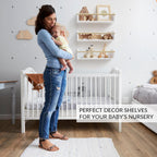 Decorative Nursery Bookshelves for Kids - Set of 3 Easy to Install Floating Shelves for Wall Mount - Beautiful Hanging Organizer Furniture for Your Baby Boy or Girl's Bedroom and Play Room Decor - Grand Goldman