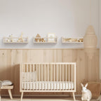 Decorative Nursery Bookshelves for Kids - Set of 3 Easy to Install Floating Shelves for Wall Mount - Beautiful Hanging Organizer Furniture for Your Baby Boy or Girl's Bedroom and Play Room Decor - Grand Goldman