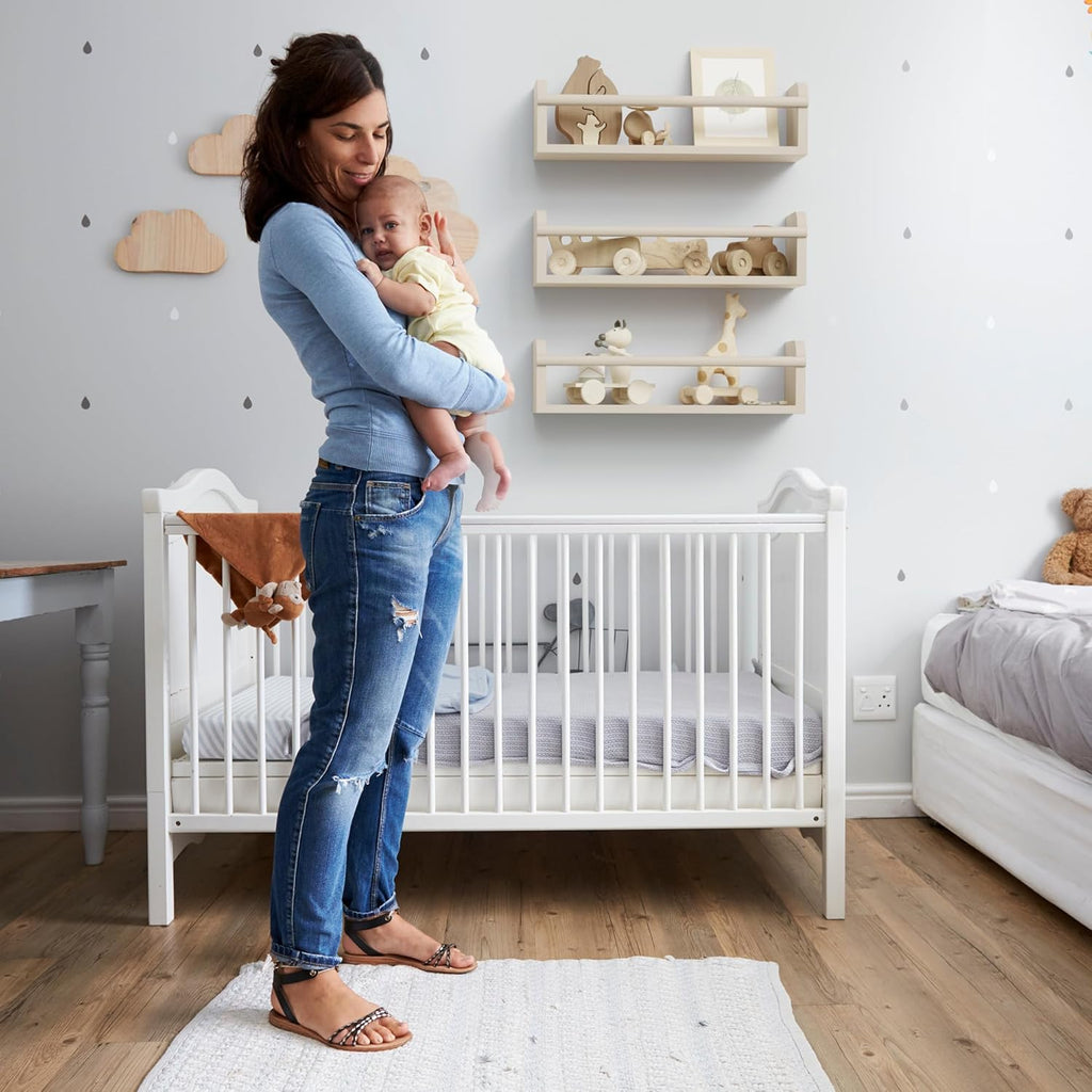 Decorative Nursery Bookshelves for Kids - Set of 3 Easy to Install Floating Shelves for Wall Mount - Beautiful Hanging Organizer Furniture for Your Baby Boy or Girl's Bedroom and Play Room Decor - Grand Goldman