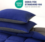 Decroom Lightweight Full Comforter Set with 2 Pillow Sham - 3 Pieces Set - Quilted Down Alternative Comforter/Duvet Insert for All Season - Blue/Grey - Full Size - Grand Goldman