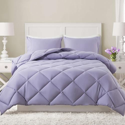 Decroom Lightweight Full Comforter Set with 2 Pillow Sham - 3 Pieces Set - Quilted Down Alternative Comforter/Duvet Insert for All Season - Blue/Grey - Full Size - Grand Goldman