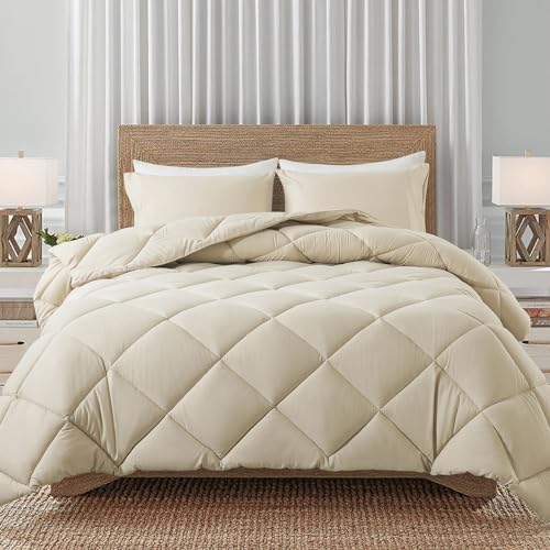 Decroom Lightweight Full Comforter Set with 2 Pillow Sham - 3 Pieces Set - Quilted Down Alternative Comforter/Duvet Insert for All Season - Blue/Grey - Full Size - Grand Goldman